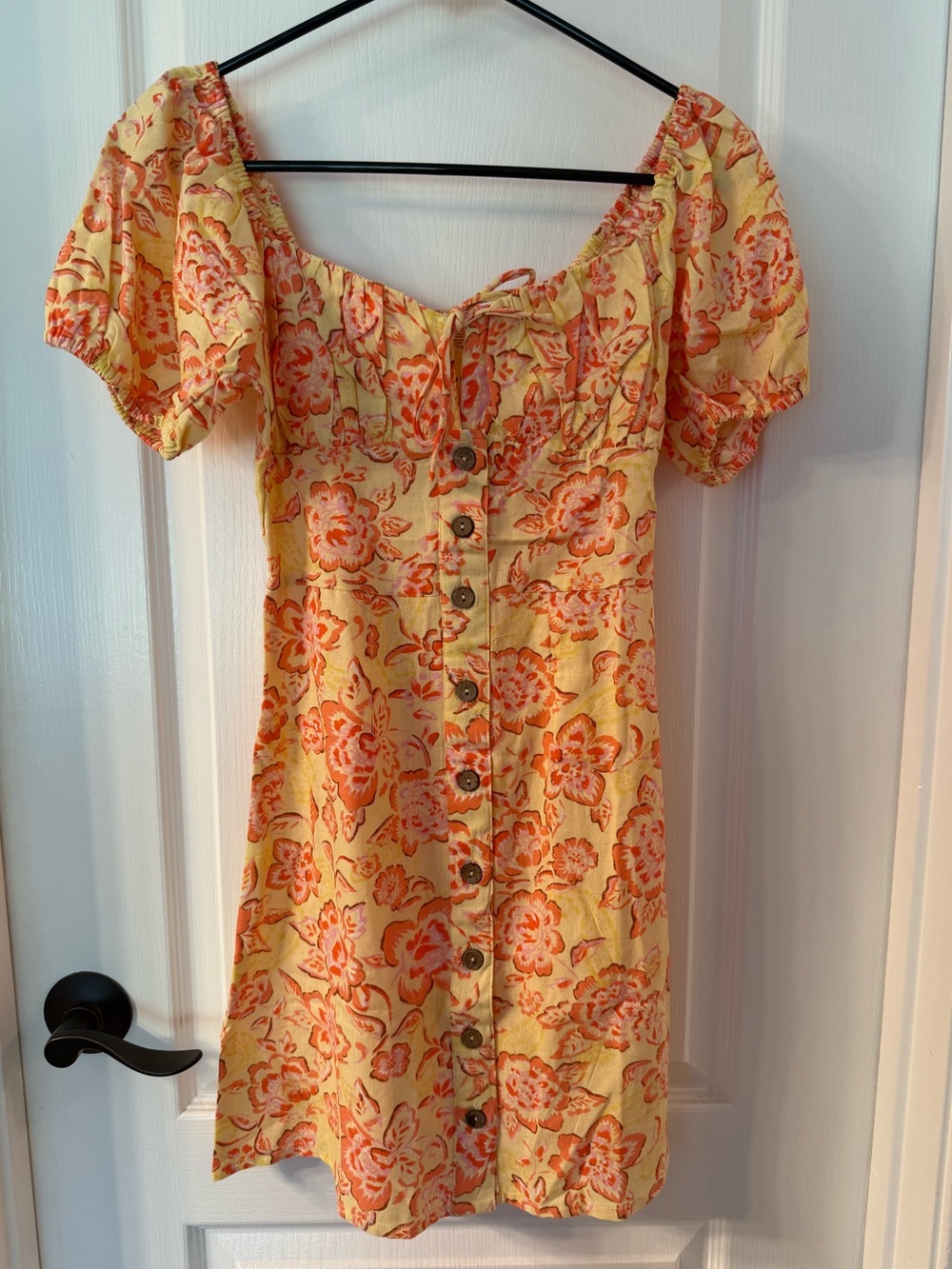🌼Billabong x Wrangler Far Away Puff Sleeve Dress Yellow Floral Print NWT Size XS - Picture 13 of 16